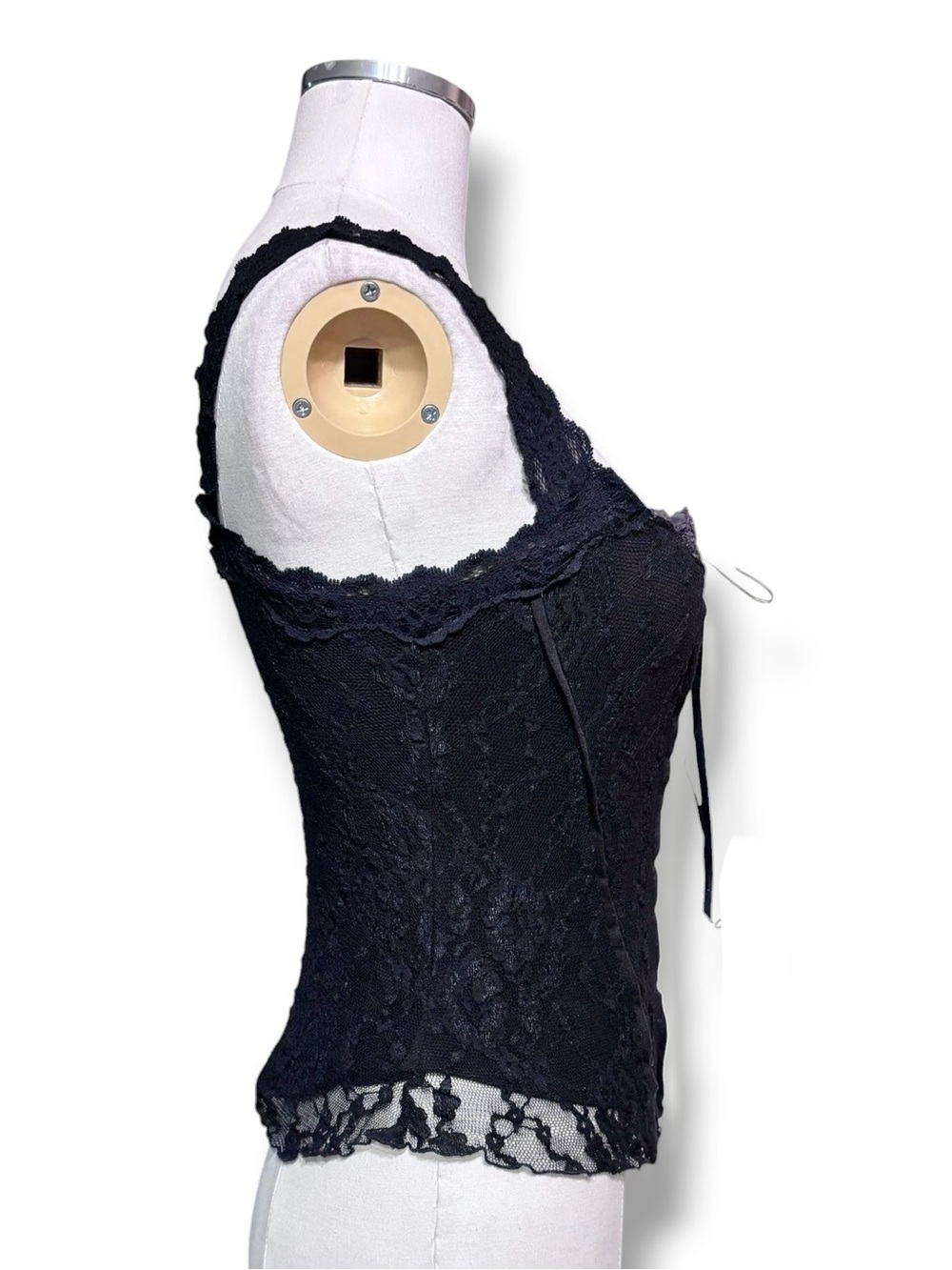 NECESSARY OBJECTS Black Stretch Lace Layered Corset Style Camisole VINTAGE Y2K - Picture 2 of 7